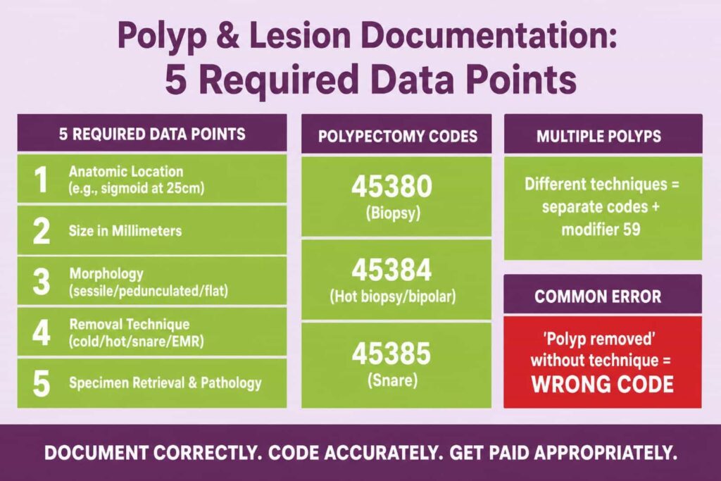 Polyp & lesion documentation: 5 Required data points