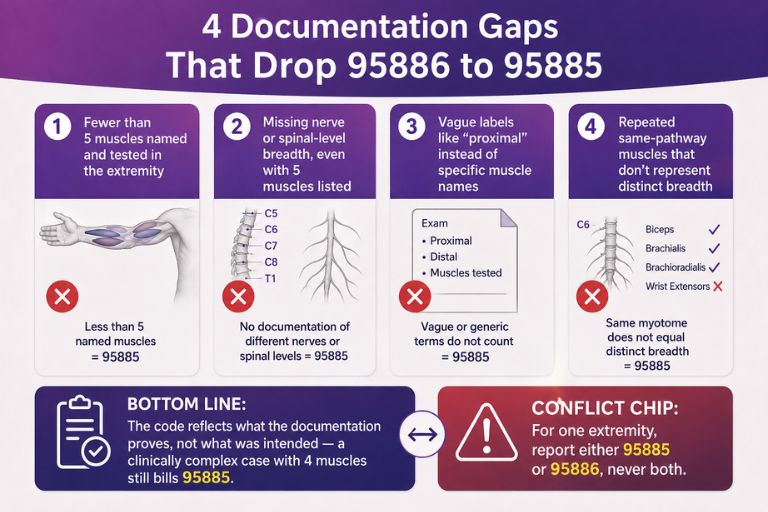 Documentation gaps that drop 95886 to 95885