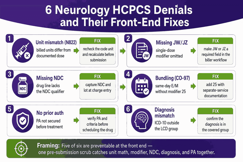 6 Neurology HCPCS Denials and Their Front-End Fixes