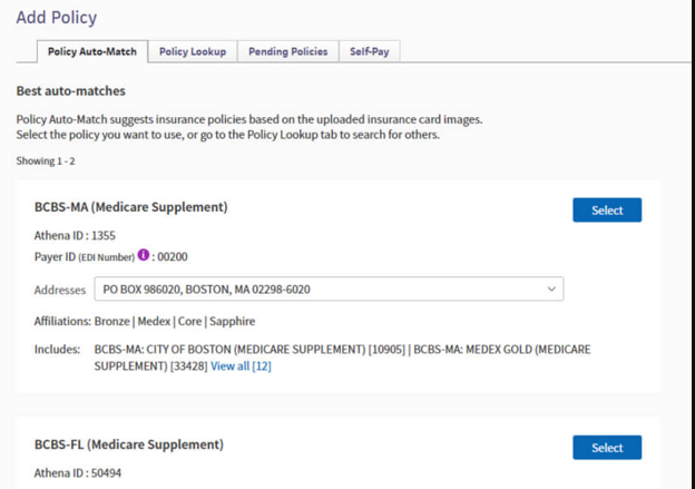 Policy automatch feature in athena