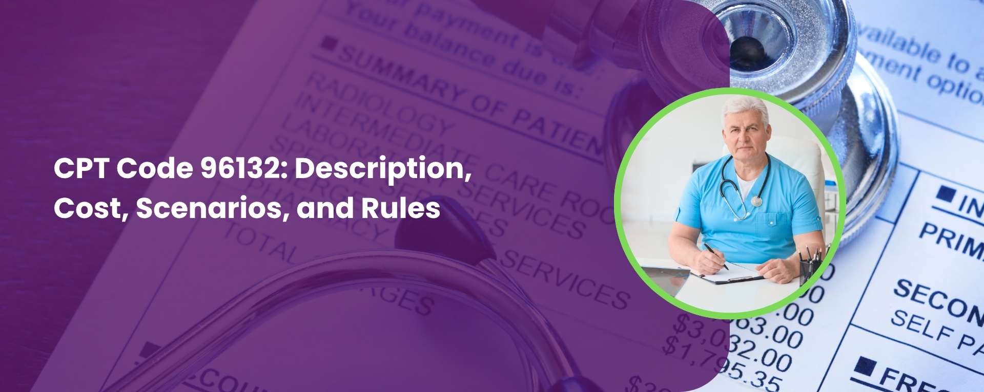 CPT Code 96132 Description, Cost, Scenarios, and Rules