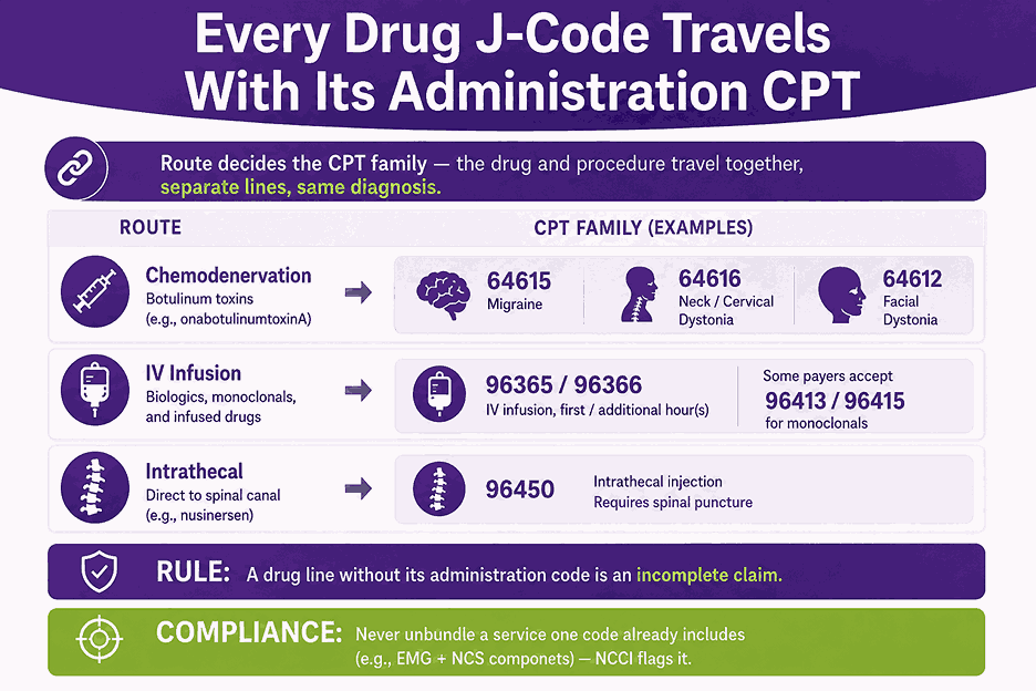 Every Drug J-Code Travels With Its Administration CPT