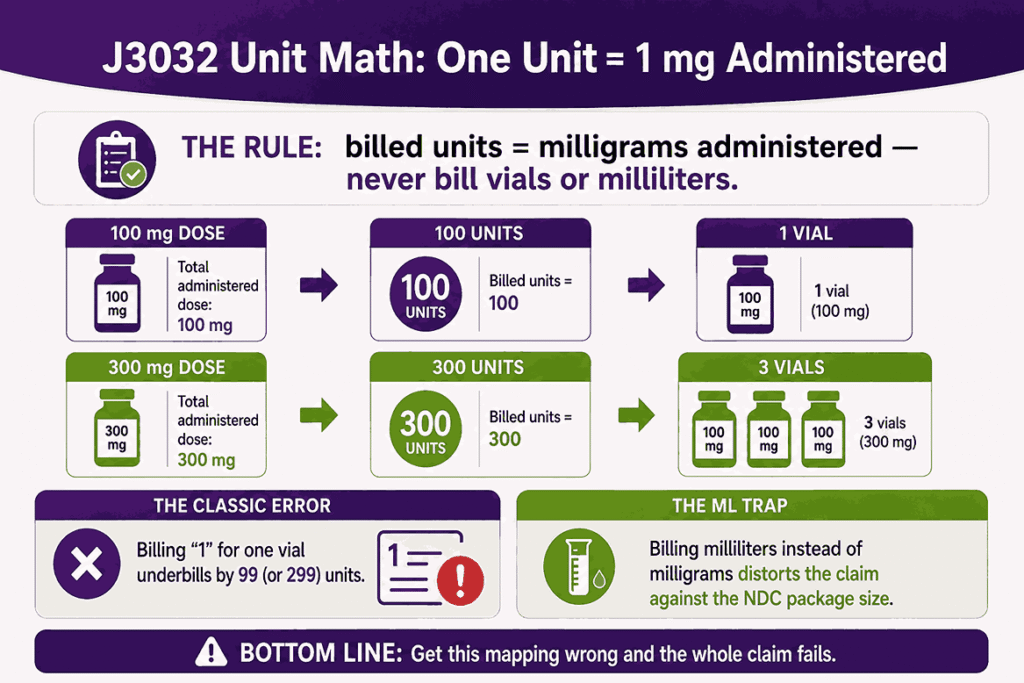 J3032 Unit Math One Unit = 1 mg Administered