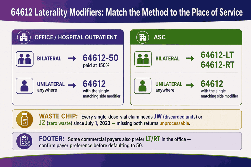 64612 Laterality Modifiers Match the Method to the Place of Service