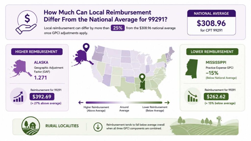 CPT 99291 Reimbursement Variations Across the U.S.