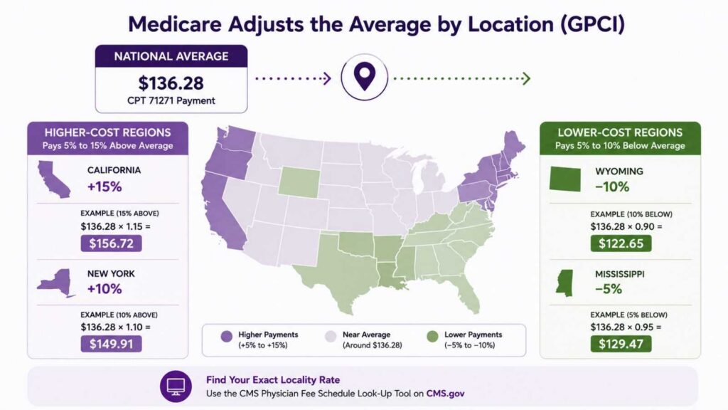 CPT Code 71271 Medicare Payments by Location