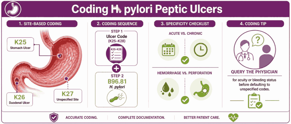 Coding H. pylori Peptic Ulcers