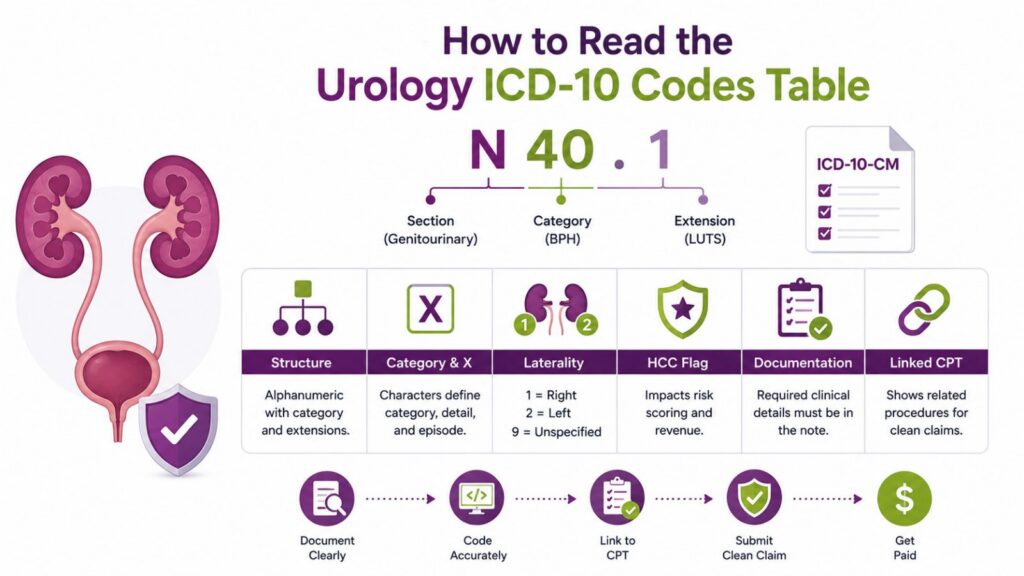 different parts of a urology icd 10 code