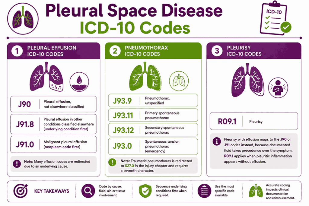 icd 10 code list of common pleural space disease