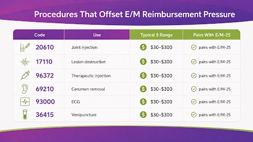 Procedures That Offset E/M Reimbursement Pressure