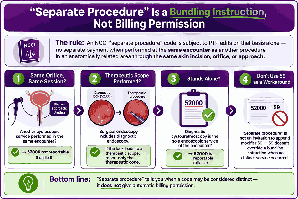 Separate Procedure Is a Bundling Instruction, Not Billing Permission