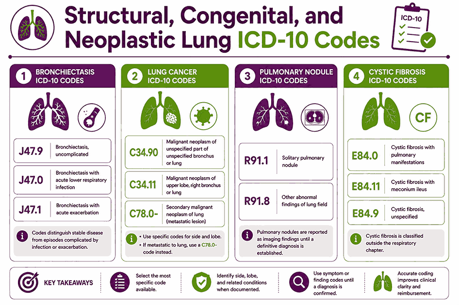 Structural, Congenital, and Neoplastic Lung ICD-10 Codes