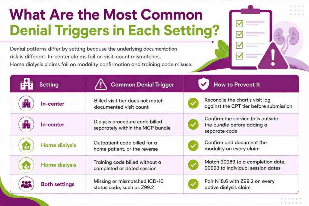 Common pediatric dialysis claim denial triggers for in-center and home dialysis settings