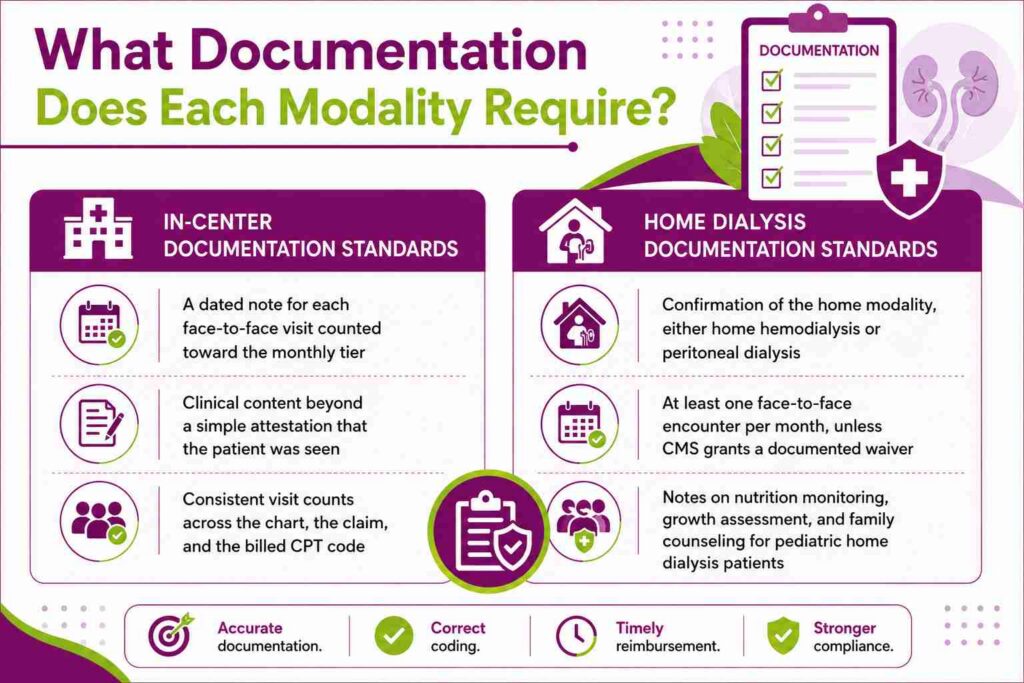 Documentation requirements for pediatric in-center and home dialysis billing