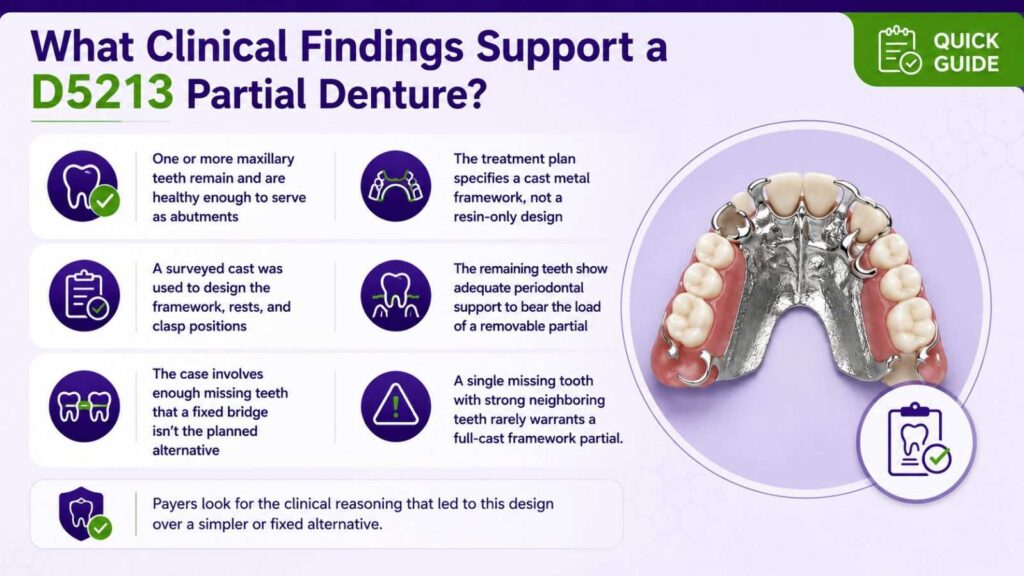 Clinical Findings Supporting a D5213 Partial Denture