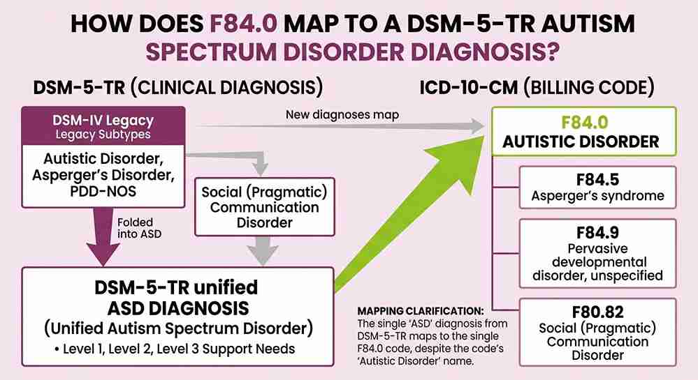 HOW DOES F84.0 MAP TO DSM-5-TR AUTISM SPECTRUM DISORDER DIAGNOSIS