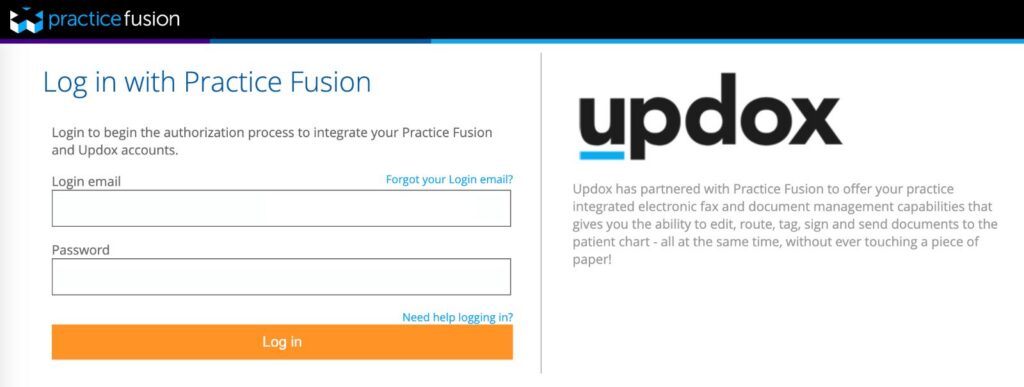 Log in with Practice Fusion