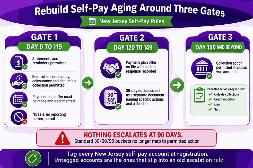 Rebuild Self-Pay Aging Around Three Gates