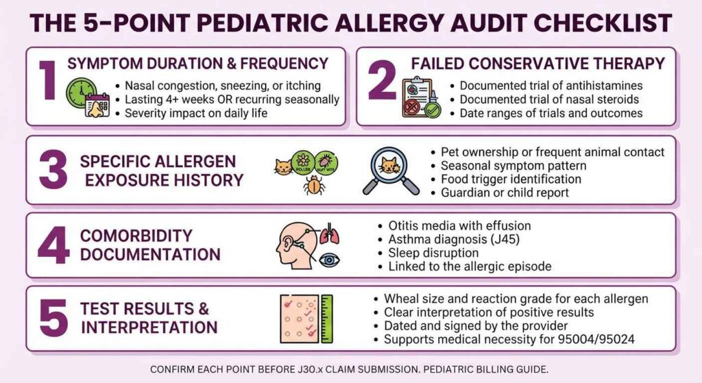 What Documentation Does Medical Necessity Require for Pediatric J30.x Claims?