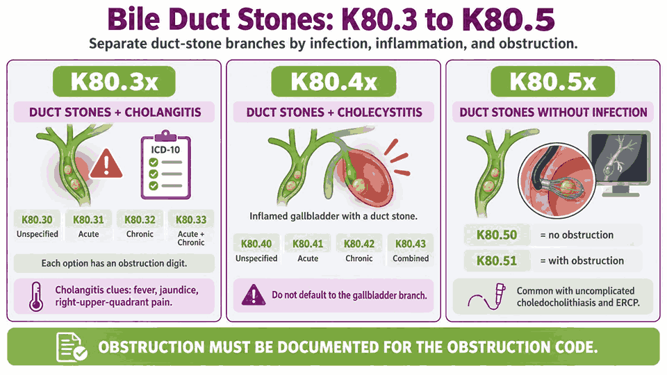 Bile Duct Stones K80.3 to K80.5