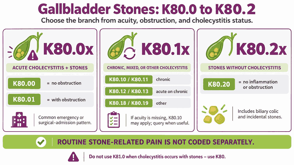 Gallbladder Stones K80.0 to K80.2