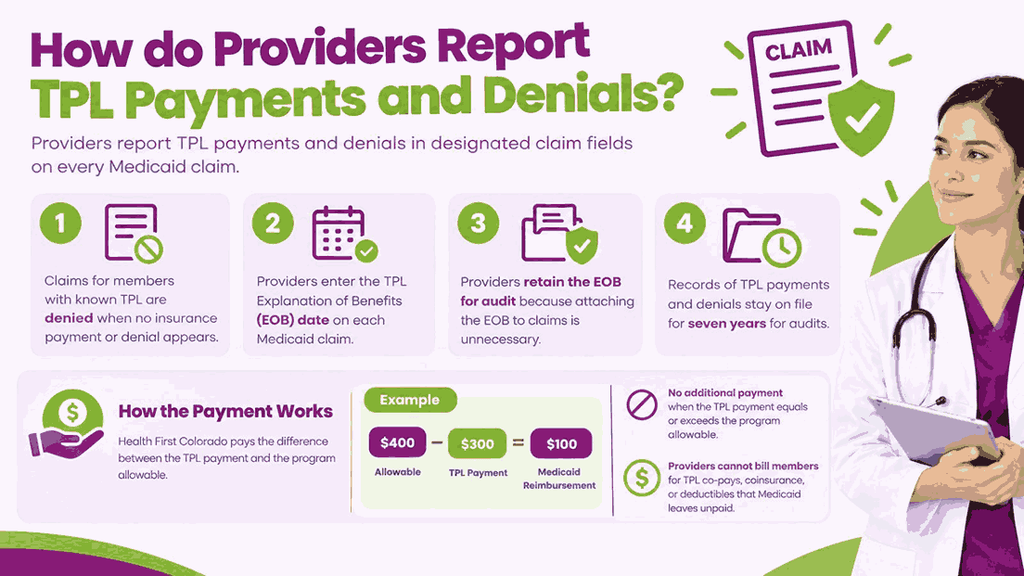 How do Providers Report TPL Payments and Denials