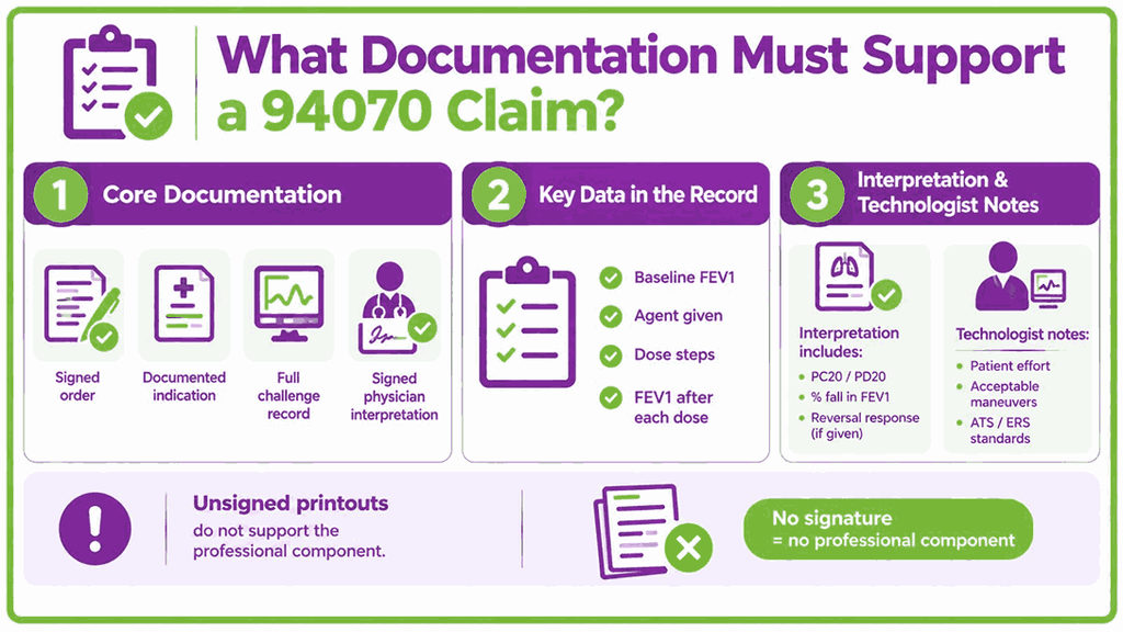 What Documentation Must Support a 94070 Claim
