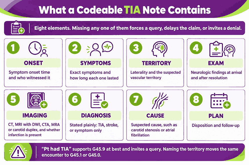 What a Codeable TIA Note Contains