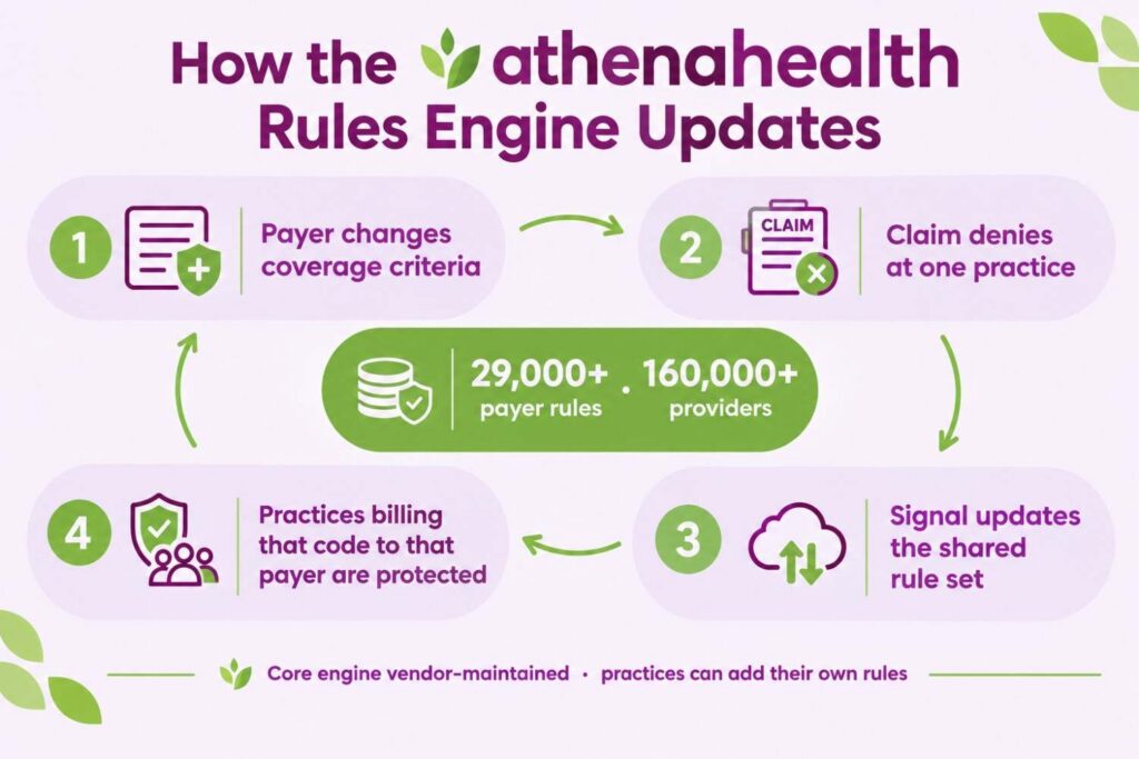 athenahealth rules engine updating from denial signals across more than 160,000 providers