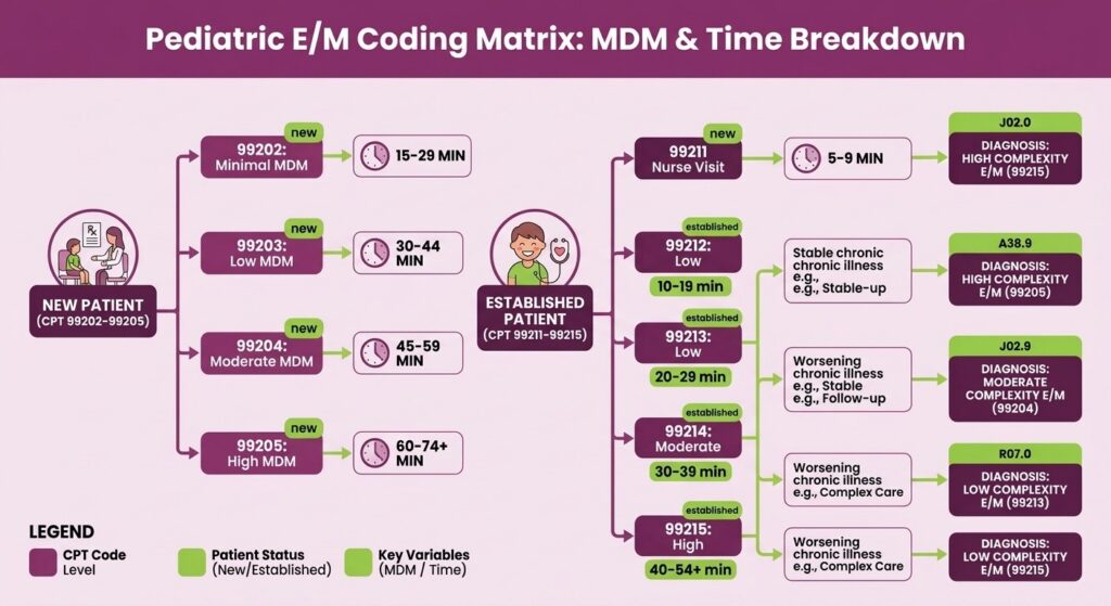 Pediatric E/M Coding Matrix: MDM & Time Breakdown