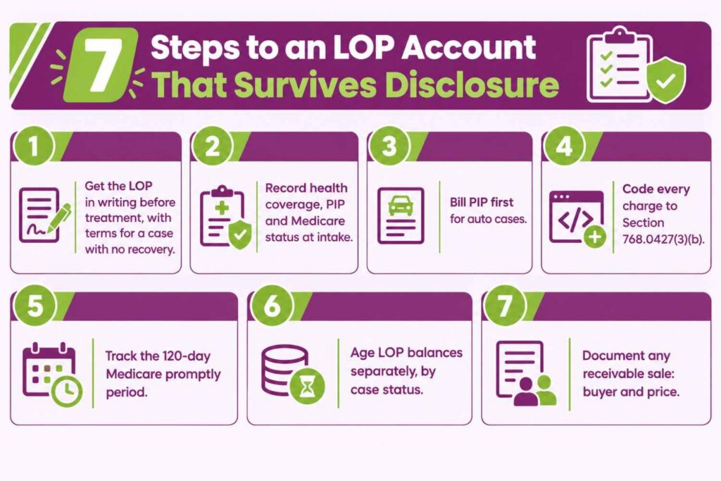Seven steps for billing and managing letter of protection accounts in Florida under Section 768.0427